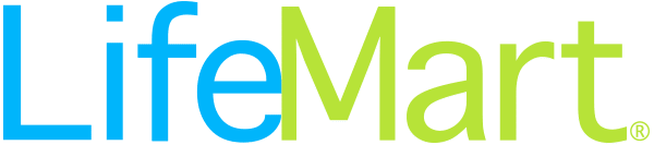 LifeMart logo with 'Life' in blue and 'Mart' in green on a white background.
